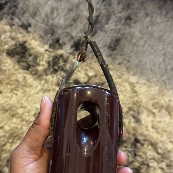 PORCELAIN JOHNNY BALL VINTAGE GUY WIRE INSULATOR With Original Wire Still Attach - Picture 2 of 8